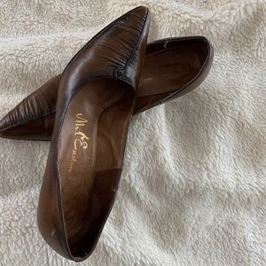 Kitten Heels Vintage Working Girls Brown Leather Shoes Size 9